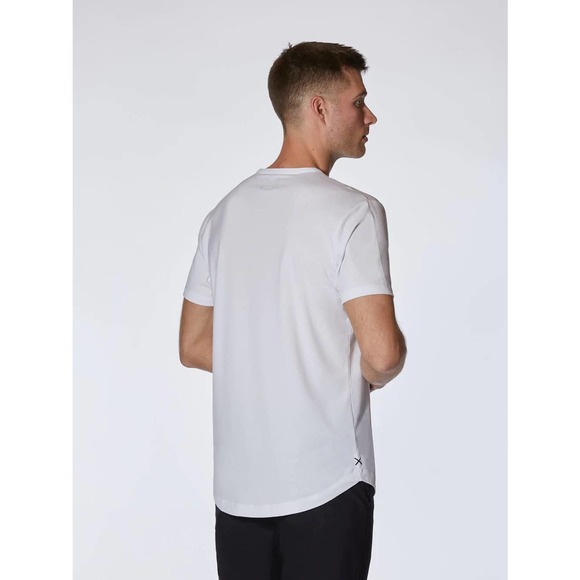 Cuts Clothing Men's Curve Hem Henley 4 Way Stretch Tee T-Shirt in White - Picture 2 of 7